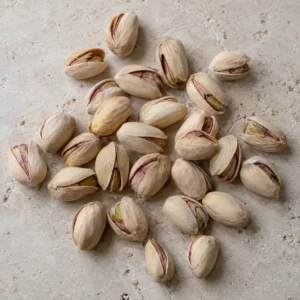 Ahmad Aghaei pistachios on a neutral background
